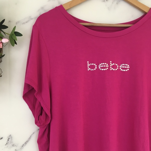 💕SOLD💕🆕 Bebe Rhinestone Spell Out Tee Shirt - Picture 2 of 5